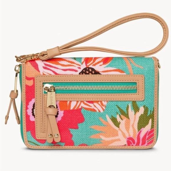 Spartina 449 Broughton linen &  leather Multi Phone Wallet - Picture 2 of 13